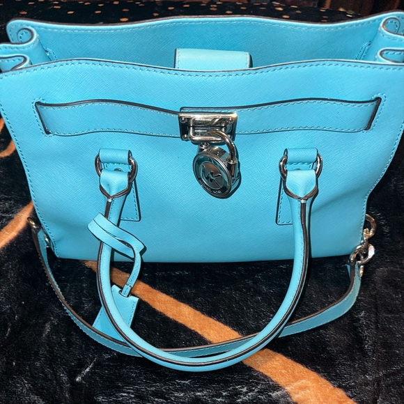 MICHAEL Michael Kors Handbags - S🚫LD Michael Kors Hamilton Handbag Turquoise Color with Silver Accessories